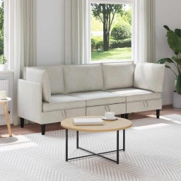 Set de mobilier pentru living cu perna 3 pcs Crem Catifea GartenMobel Dekor