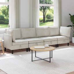 Set de mobilier pentru living cu perna 4 pcs Crem Catifea GartenMobel Dekor