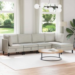 Set de mobilier pentru living cu perna 5 pcs Crem Catifea GartenMobel Dekor