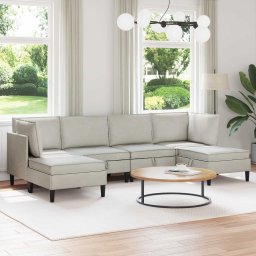 Set de mobilier pentru living cu perna 6 pcs Crem Catifea GartenMobel Dekor