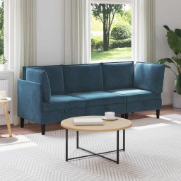 Set de mobilier pentru living cu perna 3 pcs albastru Catifea GartenMobel Dekor
