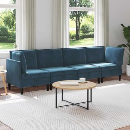 Set de mobilier pentru living cu perna 4 pcs albastru Catifea GartenMobel Dekor
