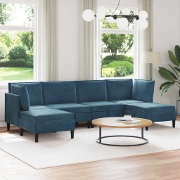 Set de mobilier pentru living cu perna 6 pcs albastru Catifea GartenMobel Dekor