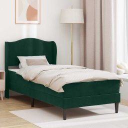 Cadru de pat cu headboard Verde închis 100 x 200 cm Catifea GartenMobel Dekor