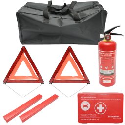 Kit siguranta auto complet cu trusa medicala, stingator si 2 triunghiuri