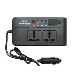 Invertor auto 12V-220V 200W cu USB, USB-C PD si iesire dubla AC