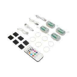 Set 4 lampi LED RGB stroboscopice cu telecomanda, USB-C, IP65