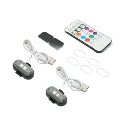 Set 2 lampi LED RGB stroboscopice cu telecomanda, 10 moduri, USB-C, IP65