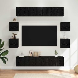 Set comoda TV 8 pcs 80 x 30 x 30 cm Stejar Negru Lemn prelucrat GartenMobel Dekor