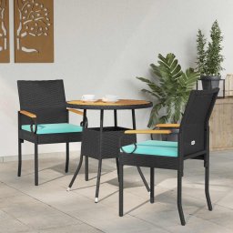 Scaune de gradina cu perna 2 pcs Negru si Turcoaz GartenMobel Dekor
