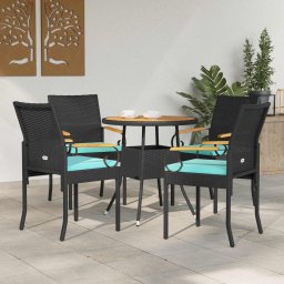 Scaune de gradina cu perna 4 pcs Negru si Turcoaz GartenMobel Dekor