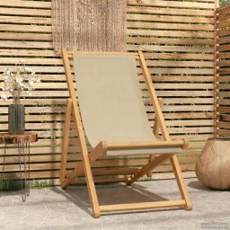 Scaun de plaja Bej Lemn solid de tec GartenMobel Dekor