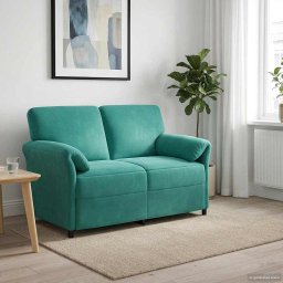 Canapea cu 2 locuri Turcoaz 138 x 83 x 95 cm Catifea GartenMobel Dekor