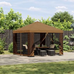 Foisor 3 x 3 m Bej Poliester si otel 190 gsm GartenMobel Dekor