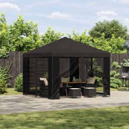 Foisor 3 x 3 m Antracit Poliester si otel 190 gsm GartenMobel Dekor