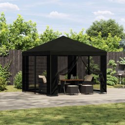 Foisor 3 x 3 m Negru Poliester si otel 190 gsm GartenMobel Dekor