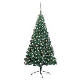 Jumatate brad Craciun artificial cu set globuri verde 210 cm GartenMobel Dekor