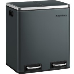 Cos de gunoi Songmics din inox, 2 compartimente reciclare 2x15L, gri
