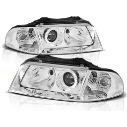 Faruri chrome cu proiector pentru Audi A4 B5 1999-2000, set stanga-dreapta