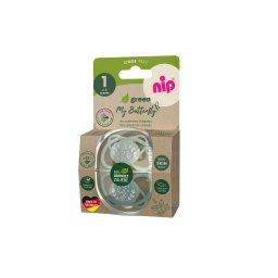 Set 2 suzete ortodontice nip My Butterfly Green, 0-6 luni, silicon