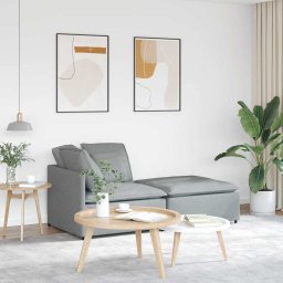 Canapea modulara cu taburet si perne, textil, gri deschis GartenMobel Dekor