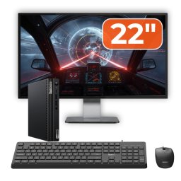 Pachet Mini PC Second Hand Lenovo ThinkCentre M70q G2, Intel Core i5-11400T 1.30-3.70GHz, 8GB DDR4, 256GB SSD NVMe + Monitor 22" + cadou tastatura si mouse OptimX Pro KM500 NewTechnology Media