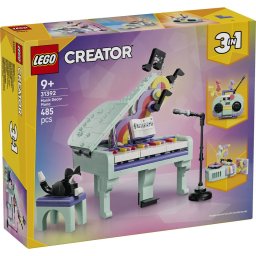 LEGO Creator Pian decorativ cu pisica 3 în 1, 485 piese, 9+
