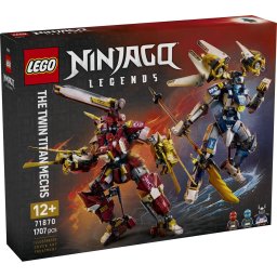 LEGO NINJAGO Robotii Titan Gemeni 71870, set cu 2 roboti si 1707 piese