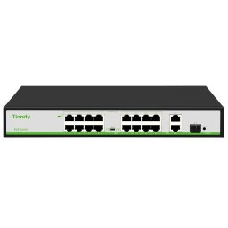 Switch PoE Tiandy cu 16 porturi PoE, 180W, VLAN, Extend si AI Mode