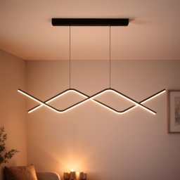 Lustra LED suspendata Zigzag 27W cu telecomanda, dimabila, neagra