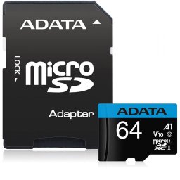 Card microSD ADATA Premier 64GB UHS-I Class 10 cu adaptor SD inclus