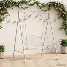 Cadru de Ca swings Alb Antic 113 x 121,5 x 168 cm Otel GartenMobel Dekor