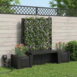 Banca de gradina Kopenhagen Antracit 173 x 49 x 135,5 cm PP GartenMobel Dekor