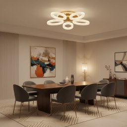 Lustra LED dimabila 66W cu telecomanda si 3 tipuri de lumina, auriu
