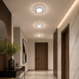 Spot LED ORBITA 5W rotund, lumina rece + RGB, alb, rasina si sticla