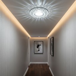 Spot LED ORBITA 5W rotund, lumina rece si RGB, alb, rasina si sticla