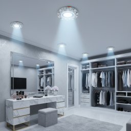 Spot LED ORBITA 5W rotund, lumina rece si RGB, alb, rasina si sticla