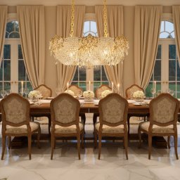 Candelabru din cristal LUXE Supremo auriu lucios, 11xE14, 83x33 cm