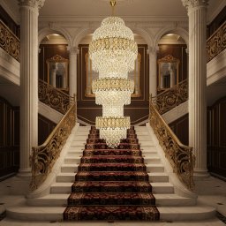 Candelabru din Cristal TRIO Magno 49xE14, Auriu Lucios, Reglabil