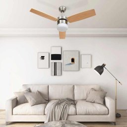 Ventilator tavan cu iluminare/telecomanda, maro deschis, 108 cm GartenMobel Dekor