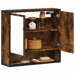Dulap baie cu oglinda stejar fumuriu 65x20x60 cm lemn compozit GartenMobel Dekor