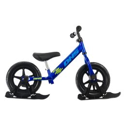 Bicicleta fara pedale DHS Ride On 12 inch albastra, cu kit ski inclus