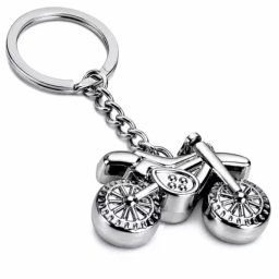 Breloc chei motocicleta cross din metal cromat, pentru auto, moto si ATV