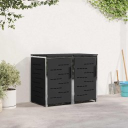 Suport pentru containere de 3 bin-uri din otel inoxidabil Negru GartenMobel Dekor