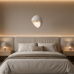 Lustra suspendata moderna AERA, alba, 30 cm, E27, inaltime reglabila