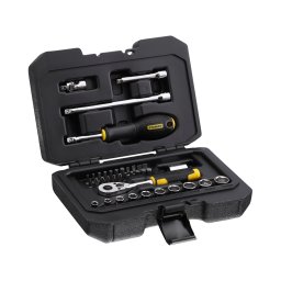 Set tubulare Stanley 1/4 inch cu clichet si biti, 38 piese