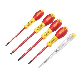 Set 5 surubelnite izolate VDE 1000V Stanley, PH Slim cu tester