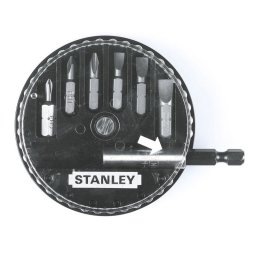 Set 6 biti Stanley 25 mm cu adaptor magnetic 1/4 si cutie