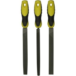Set 3 pile semifine Stanley 200 mm cu maner ergonomic bimaterial