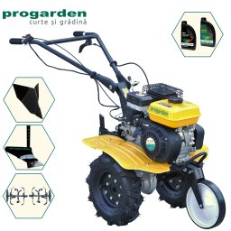 Motocultor ProGARDEN Campo 703 7CP cu pluguri si 2L ulei